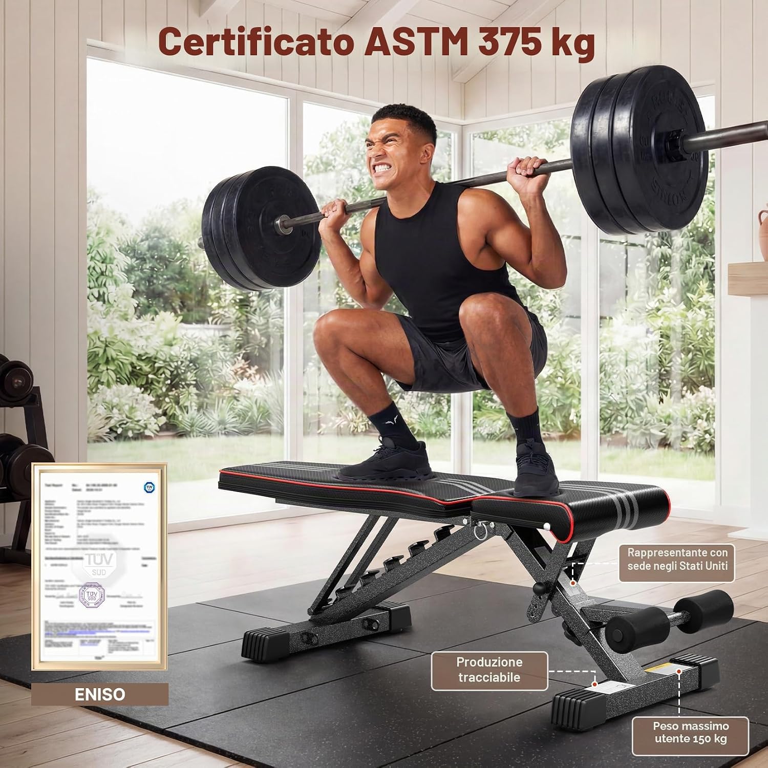Detalle 2 de YOLEO Panca pieghevole multifunzione 300 kg 🏋