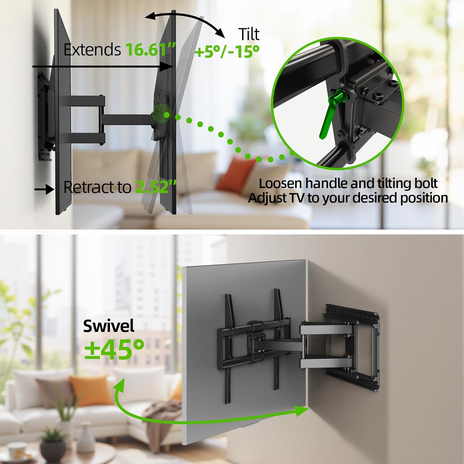 Thumbnail 5 de USX-MOUNT TV Wandhalterung Schwenkbar Neigbar 37-90" 600x400mm