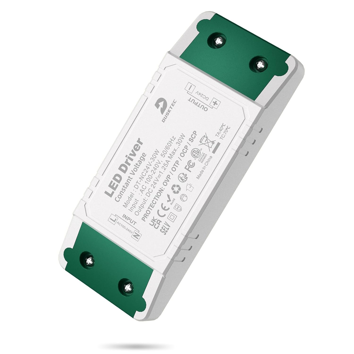 Detalle de DUSKTEC 24V LED Driver 30W constant voltage transformer (240V AC to 24V DC)