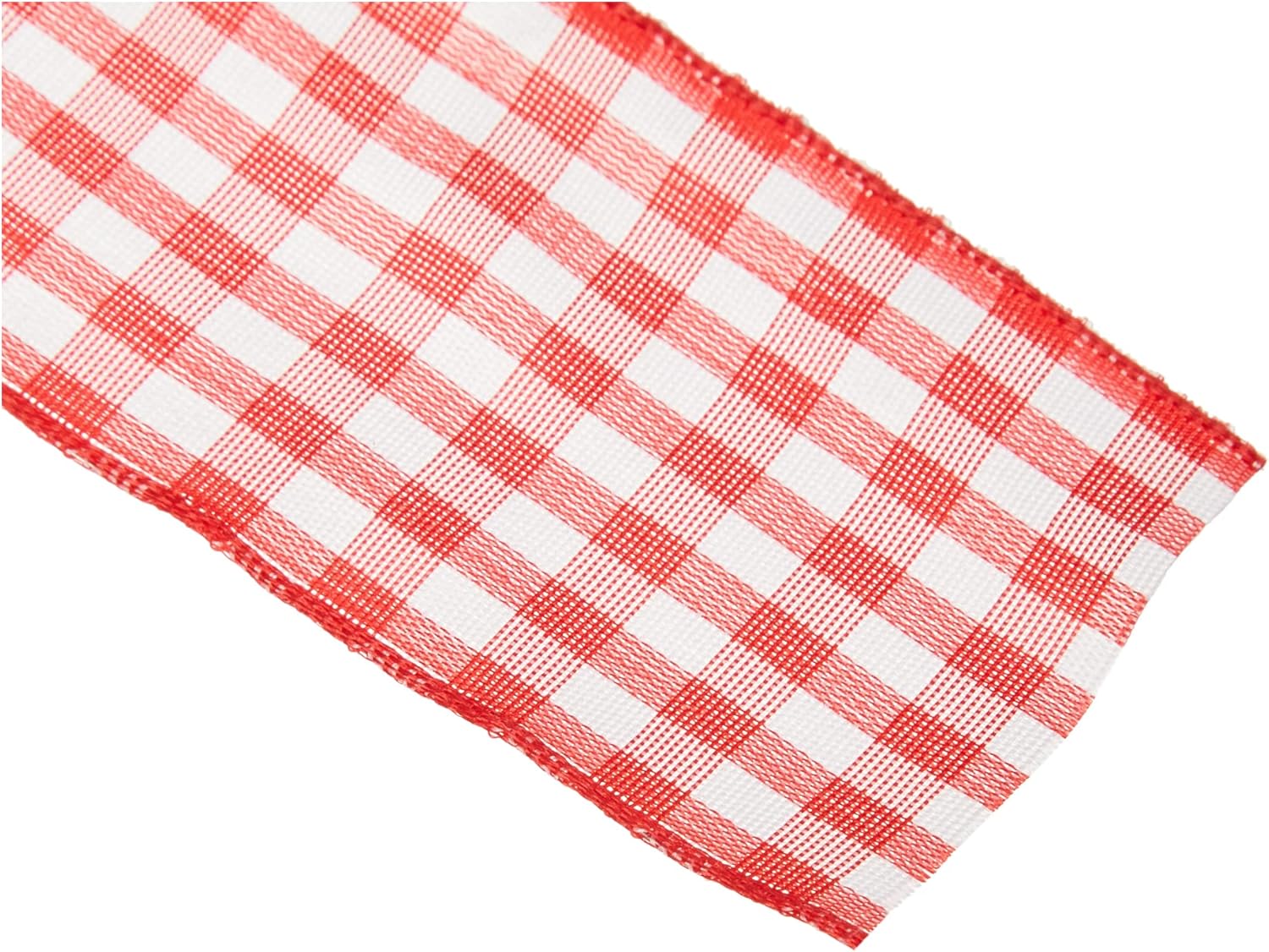 Detalle de PRÄSENT Vichy Geschenkband rot/weiß – 40 mm, 20 m, kariertes Deko-Band aus Deutschland