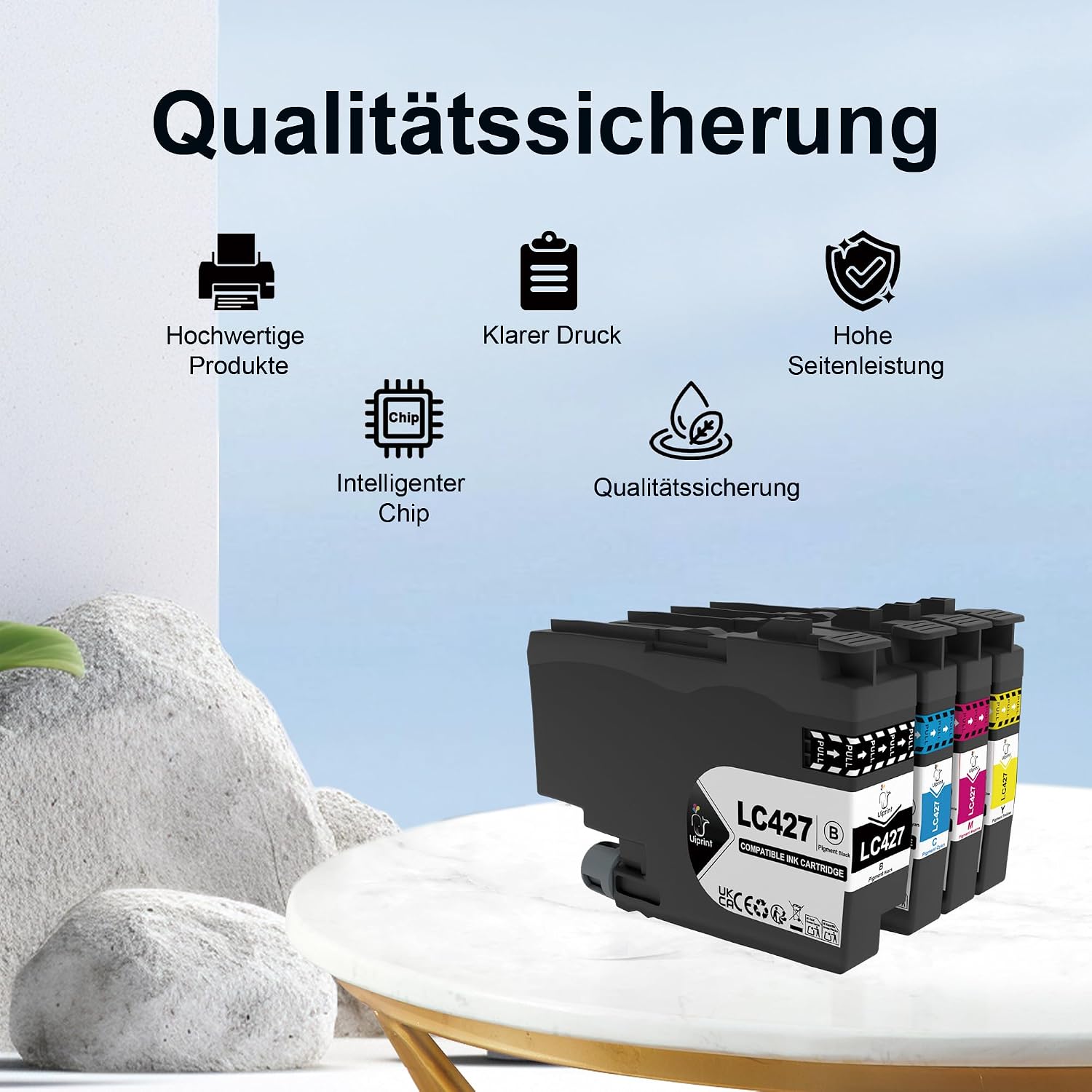Detalle de Uiprint LC427 Druckerpatronen (4er-Set) kompatibel für Brother LC427 – Schwarz/Cyan/Magenta/Gelb