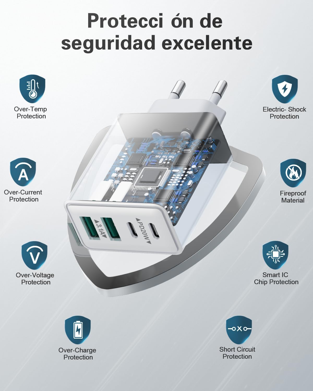 Detalle 2 de Cargador USB C 40W para móviles y tablets