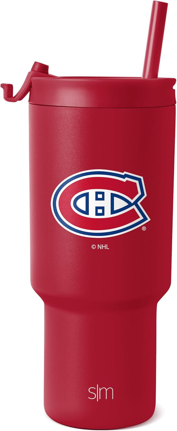 Detalle de Simple Modern Officially Licensed NHL 30 oz Tumbler with Flip Lid and Straws (Trek Collection)