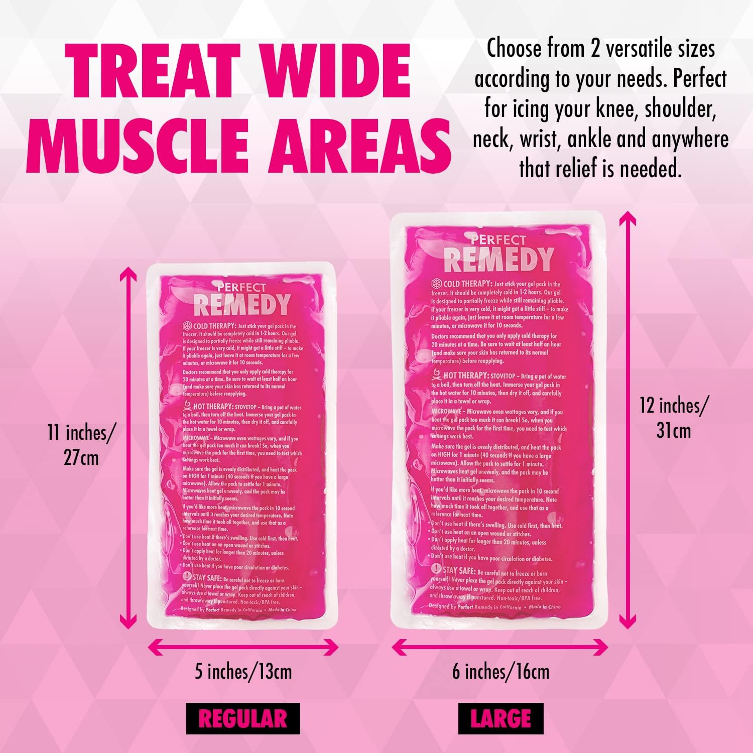 Detalle 2 de Perfect Remedy Gel Ice Pack Hot & Cold Compress (2 Pack, Pink, Large) – Reusable 12 x 6 inch