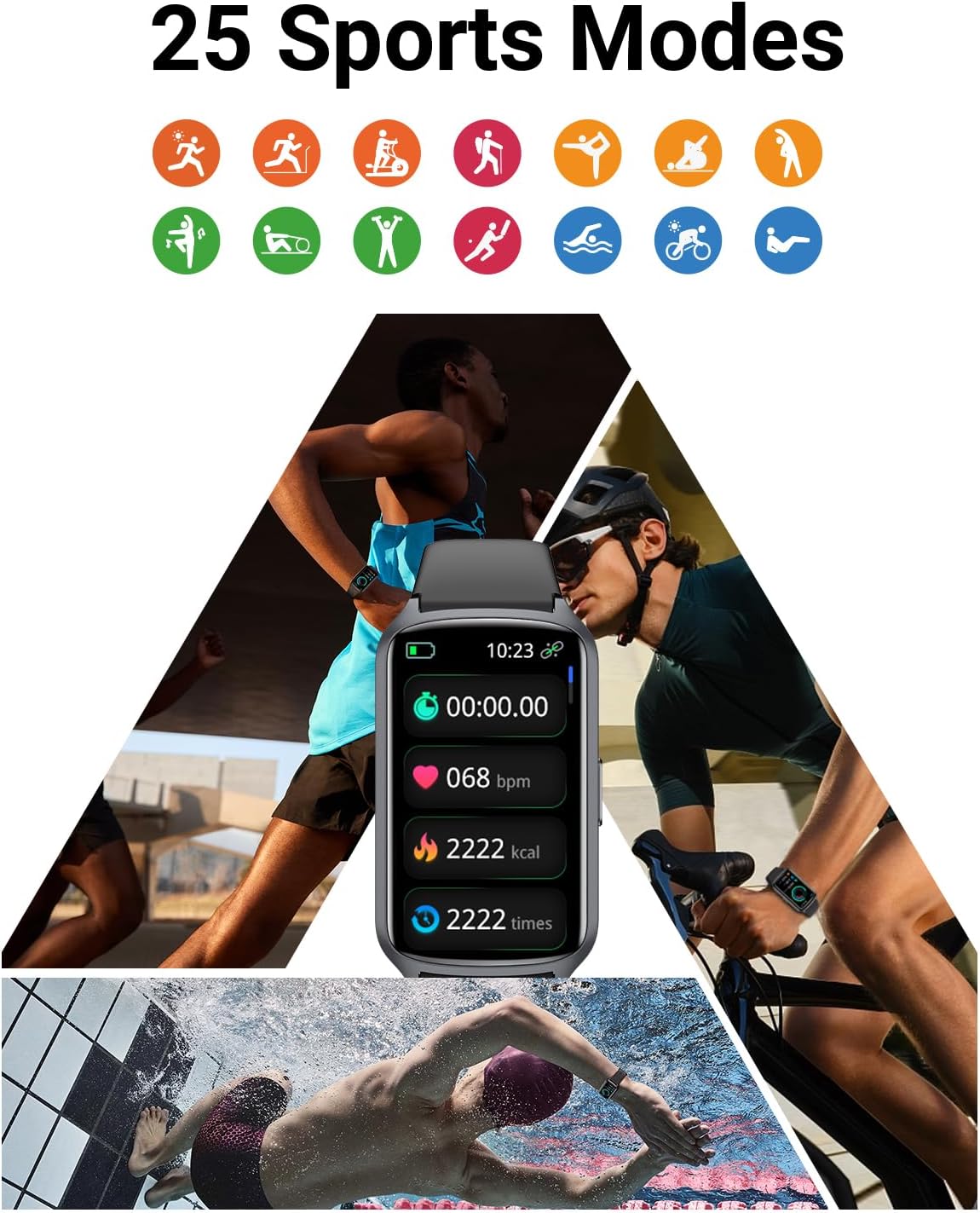 Detalle de Amzhero Health Fitness Tracker with 24/7 Heart Rate and 5ATM Waterproof