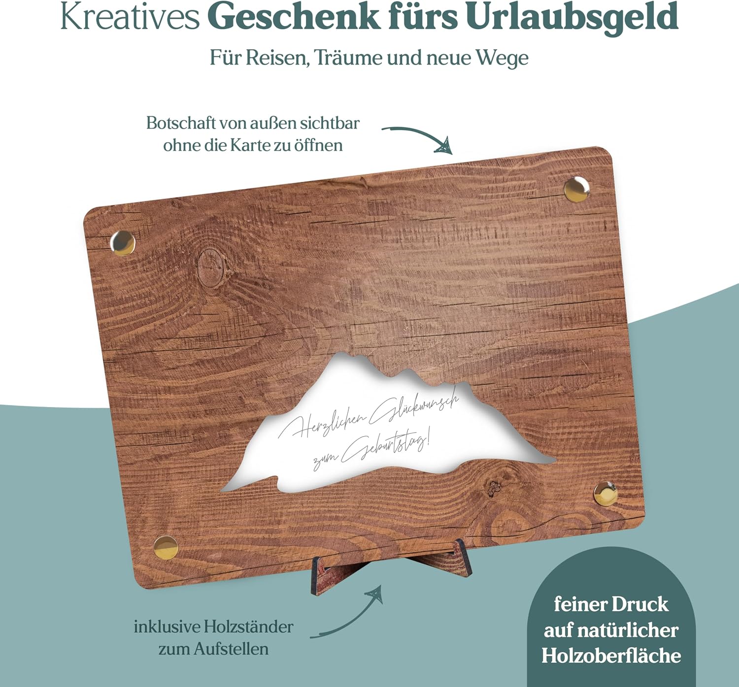 Detalle 1 de XL Geldgeschenk aus Holz 20x15 cm