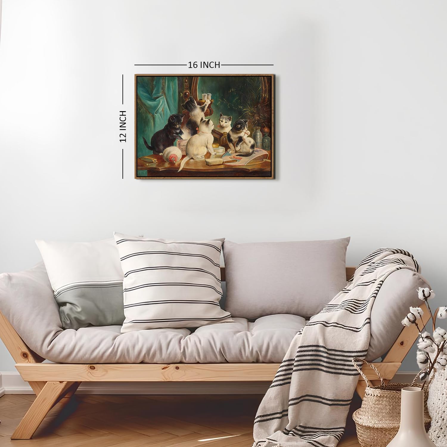 Thumbnail 6 de Retro Victoria Decor Funny Cat Framed Wall Art (12x16) – Charming Vintage Canvas for Bedroom or Nursery