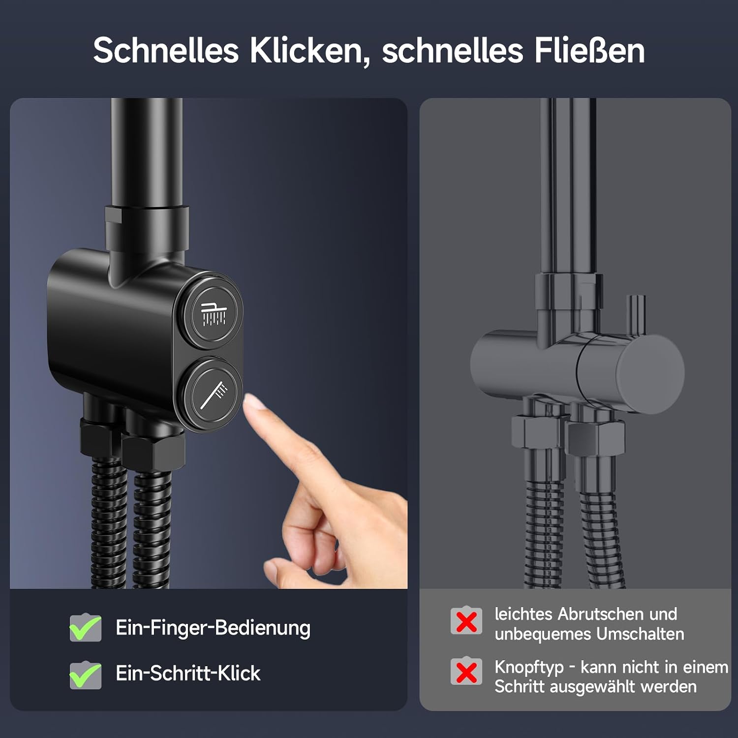 Detalle de Rainsworth Regendusche Chrome – Regenduschekopf 25 × 25 cm, 3 Strahlarten, Duschsystem ohne Armatur