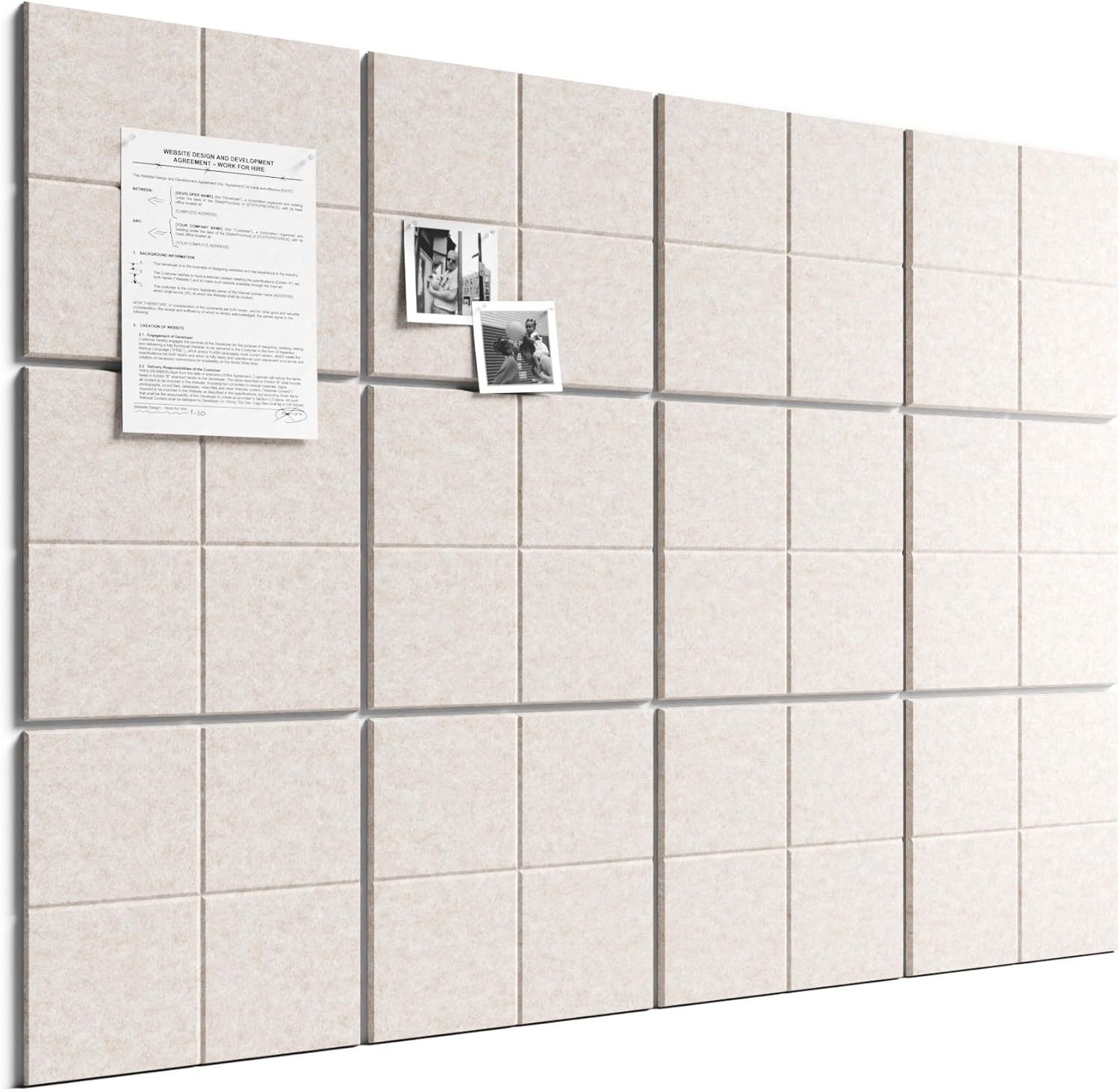 Bumusty Large Felt Bulletin Board (48 x 36in) – 12-pack felt cork alternative with 70 safe removable adhesive tabs
