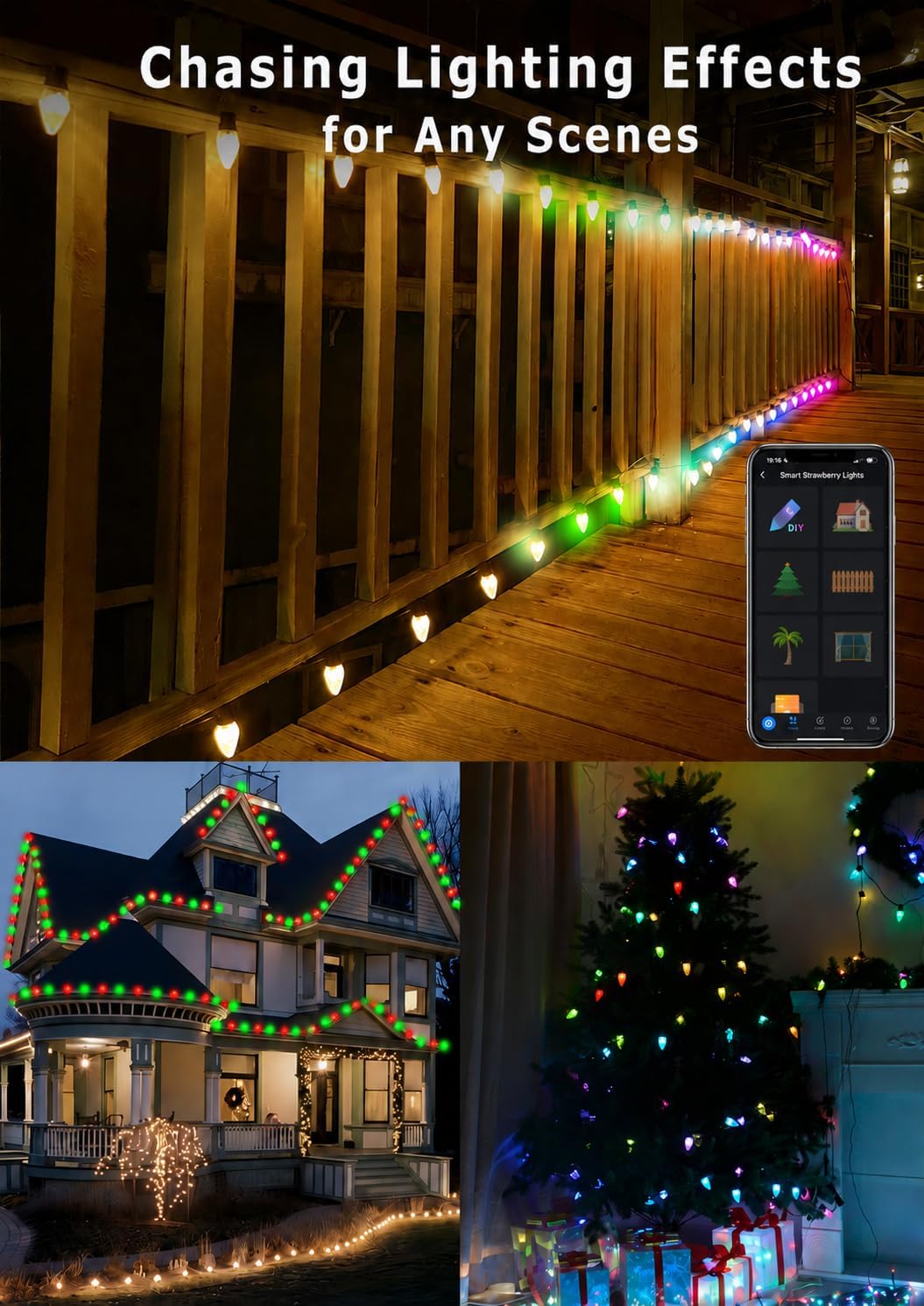 Thumbnail 2 de HIITEN 99FT Smart C9 Christmas Lights, RGB Outdoor String Lights with App Control