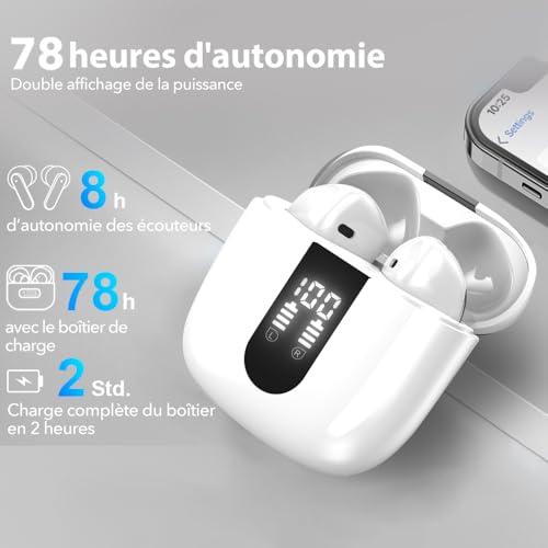 Detalle de JBES Écouteurs Bluetooth sans Fil 5.4– 60 H d’autonomie – IP5 – Redécouvrez le son en plein air