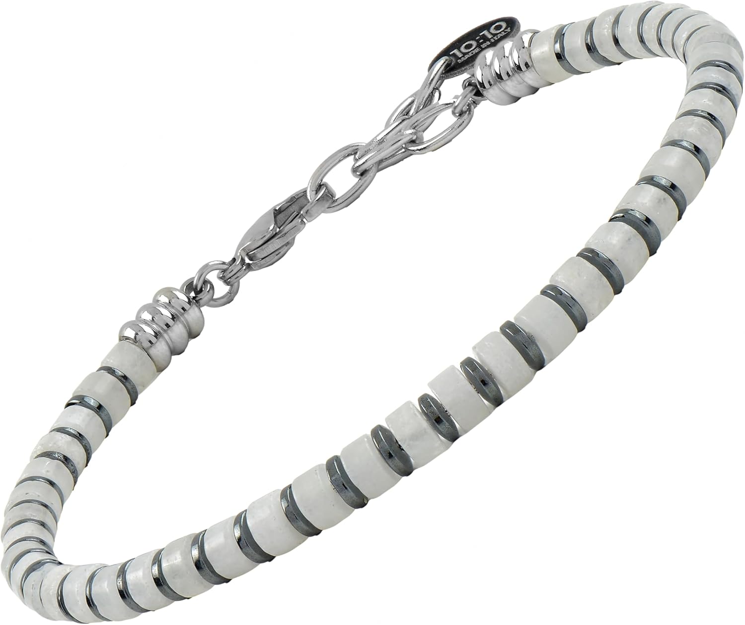 Thumbnail 4 de 10:10 Bracciale uomo pietre naturali, ematite e acciaio inossidabile – Artigianale italiano, regolabile