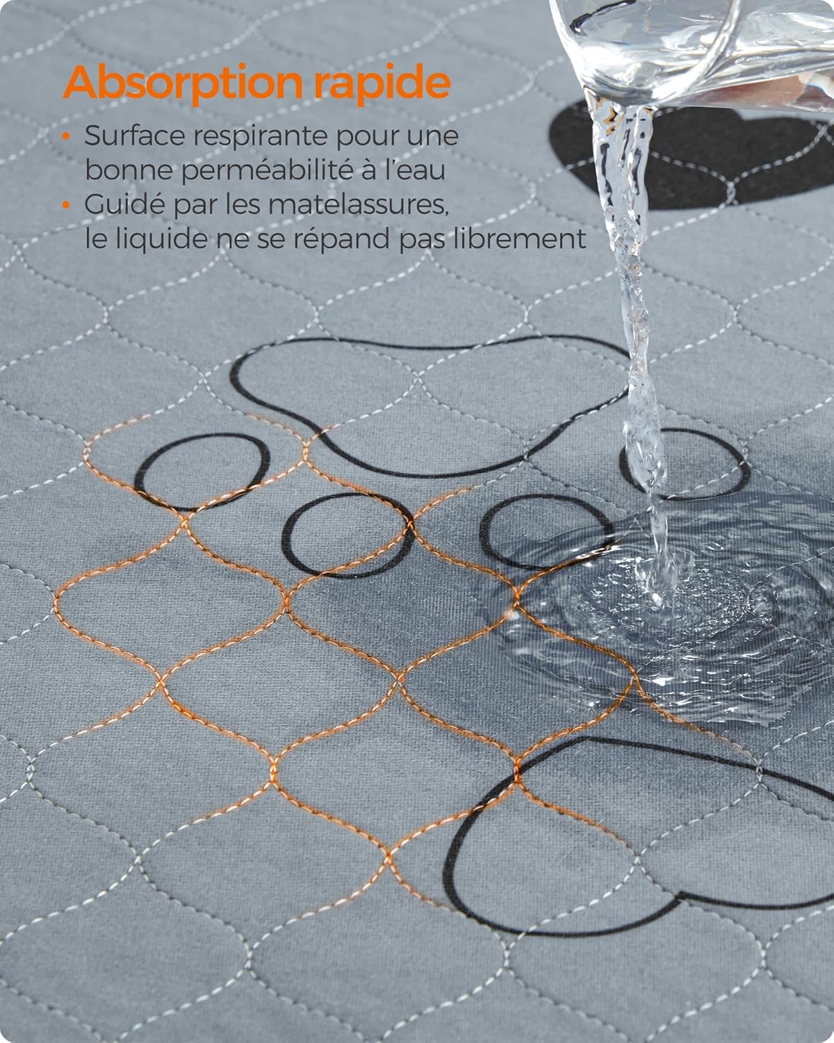 Thumbnail 3 de Feandrea Tapis Éducateur pour Chien – Lot de 2, Tapis Ultra Absorbants et Lavables, Gris, 152 x 122 cm, Taille XXL