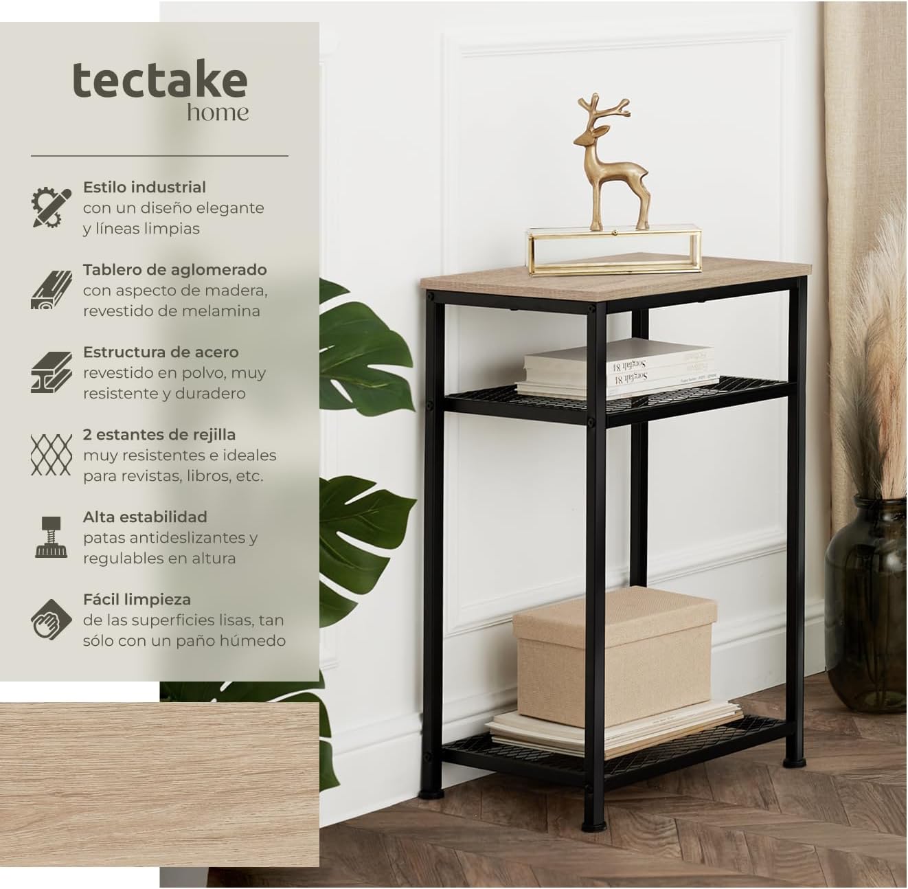 Detalle de TecTake Mesa auxiliar industrial 45,5x36x75,5 cm