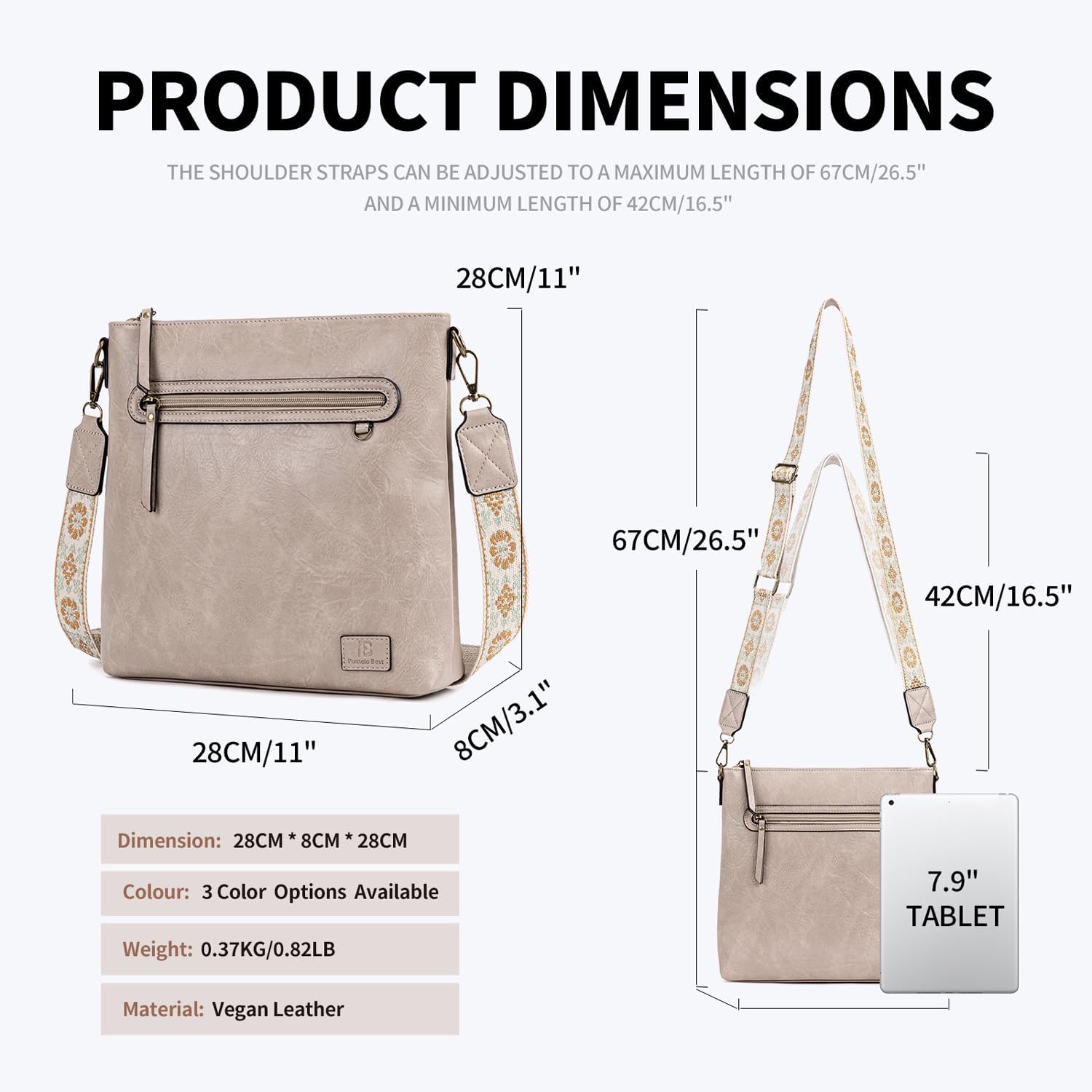 Thumbnail 3 de Pomelo Best Women’s Medium Crossbody Bag – Lightweight Vegan Leather with Wide Adjustable Strap & Card Pockets
