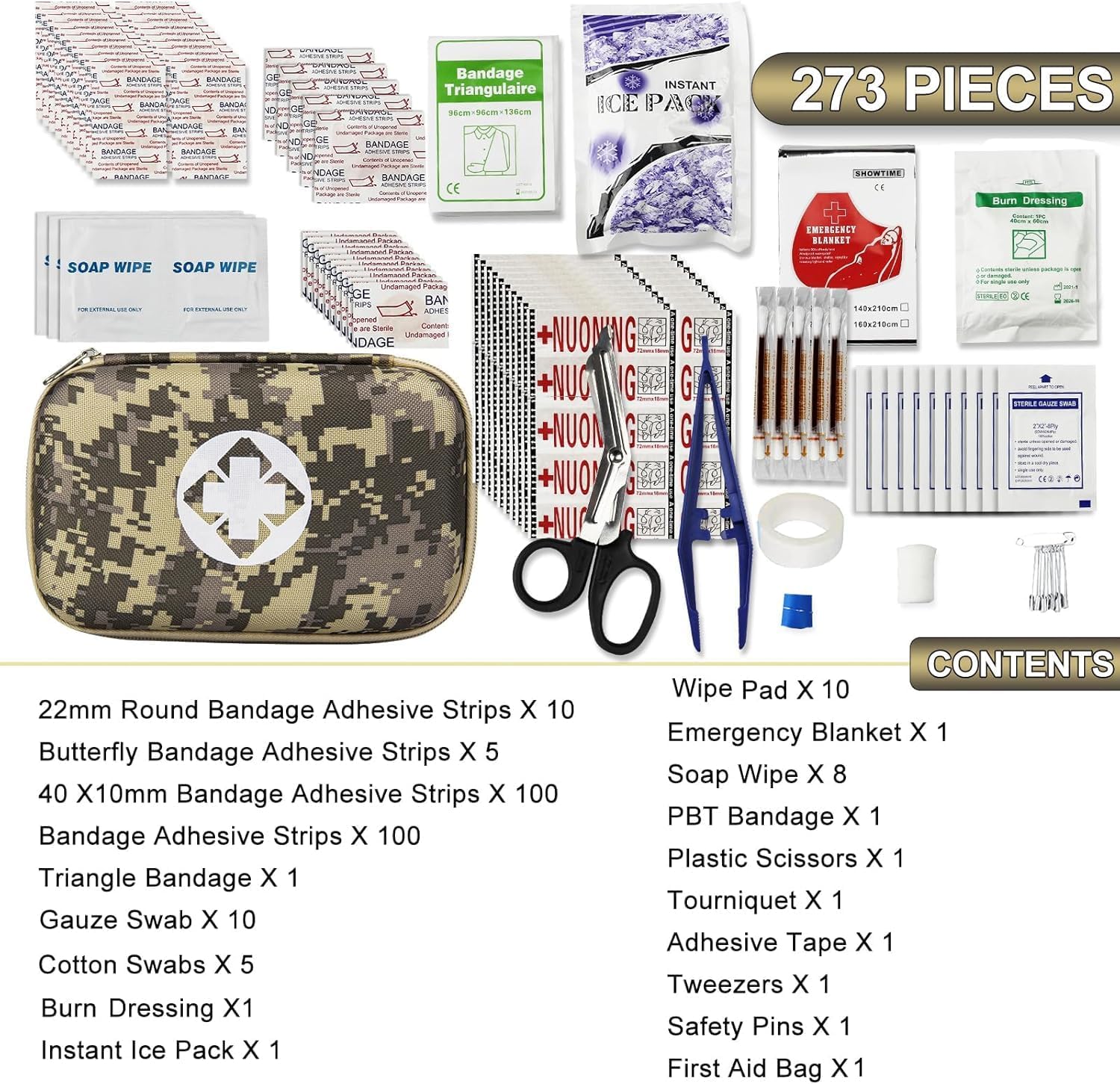 Thumbnail 1 de YIDERBO 277-Piece First Aid Kit, Camouflage EVA Case for Car and Camping