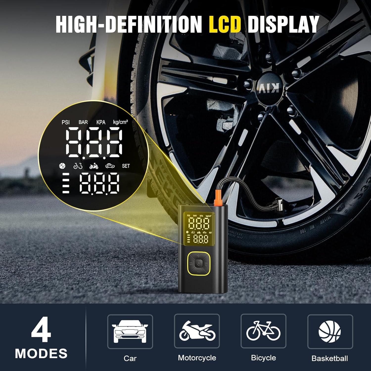 Thumbnail 2 de Electric Air Pump: Wireless Battery Compressor with 150 PSI, 5 Modes and Power Bank