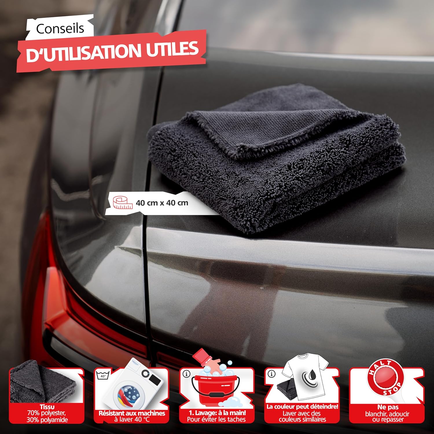 Thumbnail 6 de SPRINGER ZX1500 – Chiffon Duo Microfibres 40x40 cm, 2-en-1, sans couture