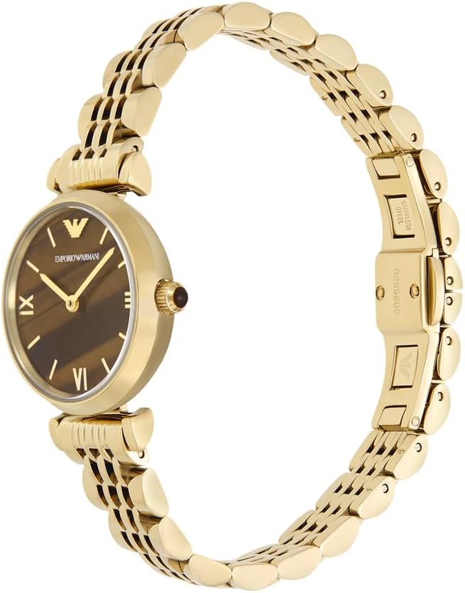 Detalle de Emporio Armani Armbanduhr mitgoldfarbenem Edelstahlgehäuse – 28 mm, Quarz, 3 ATM