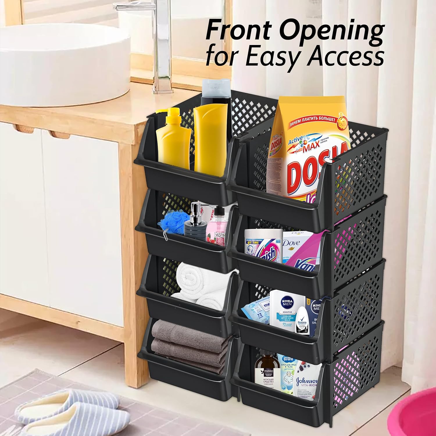 Thumbnail 3 de TidyFriend 4 Pack Stackable Storage Bins 11.5 x 14.5 x 7