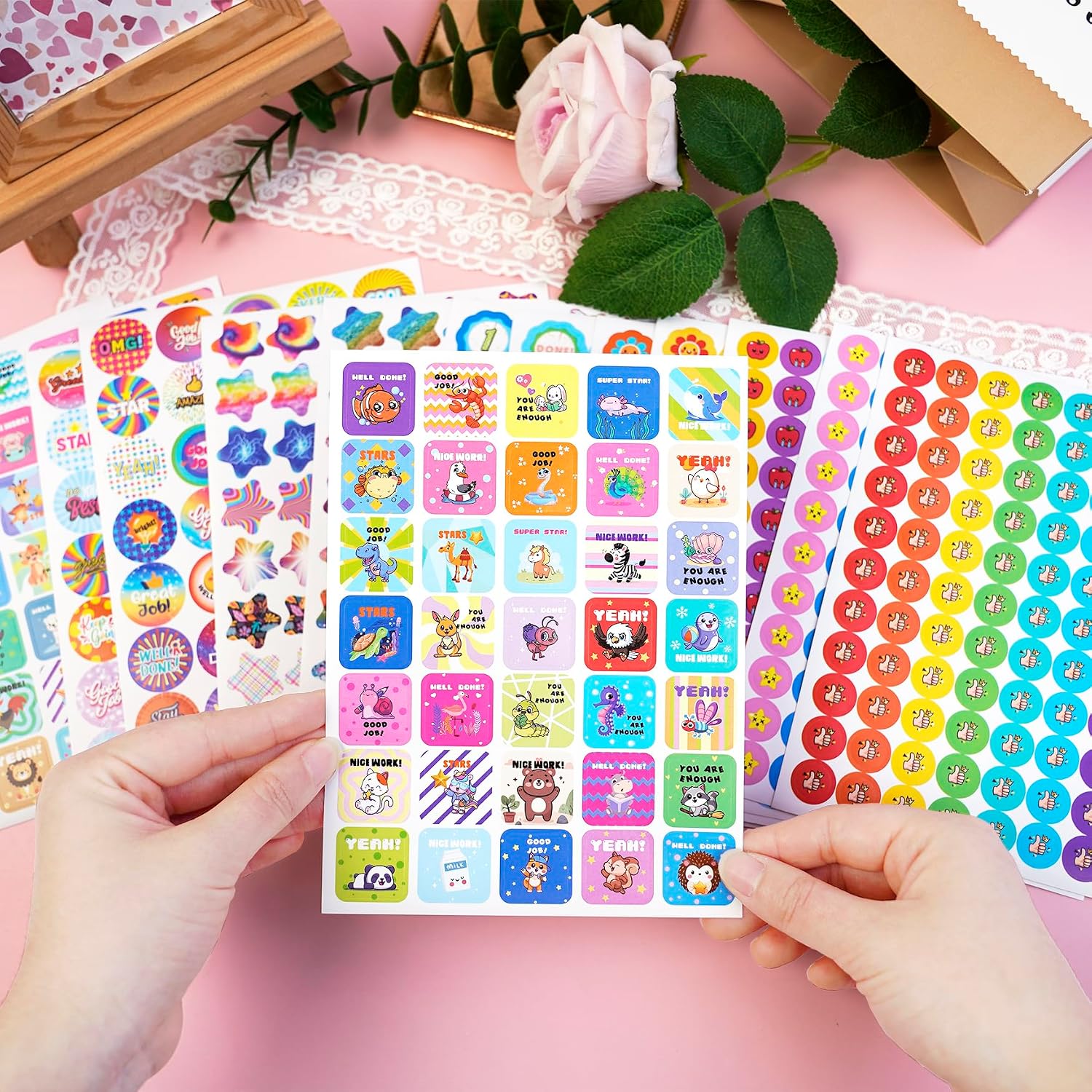 Detalle de Kaderas Reward Stickers beloningsstickers, 844 mini stickers op 16 vellen