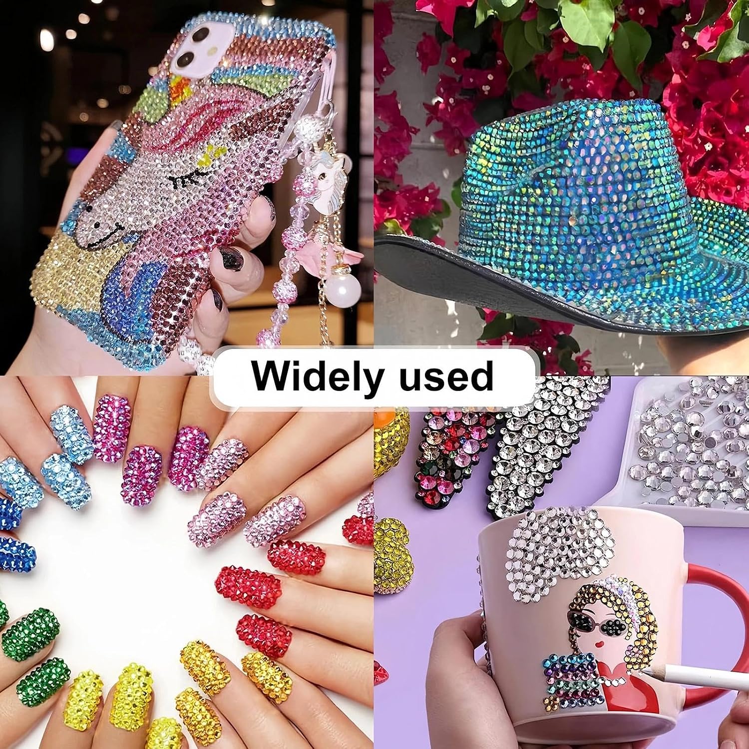 Detalle de UniiWeel 30000pcs Bedazzling Kit: Nail Art Rhinestones in 28 Colours (3mm Flatback) with Tweezers, Adhesive & Pen