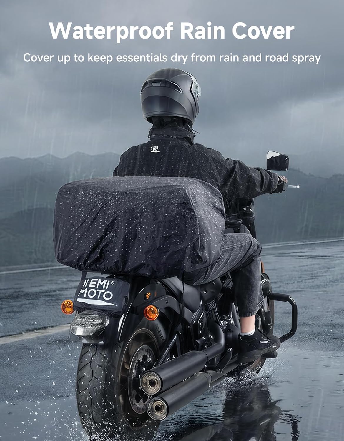 Thumbnail 2 de KEMIMOTO 60L Motorcycle Travel Luggage Bags: Waterproof Expandable Tail Bag with Rain Cover