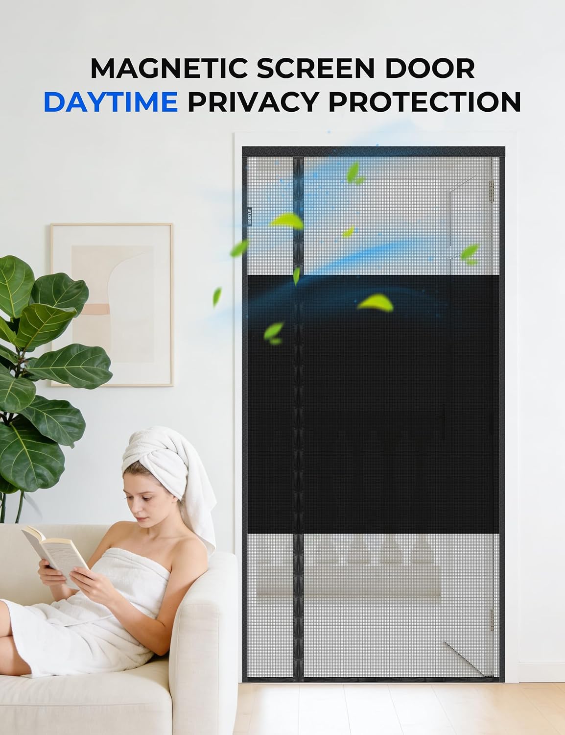 Detalle 2 de URBZUE Magnetic Fly Screen Door 110x220cm – Double-Opening, Privacy Screen with Strong Magnets