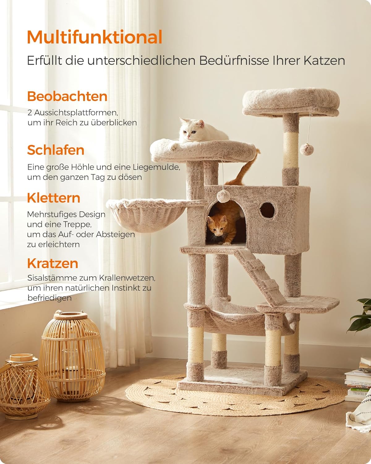 Detalle 2 de Feandrea Kratzbaum 135 cm für große Katzen