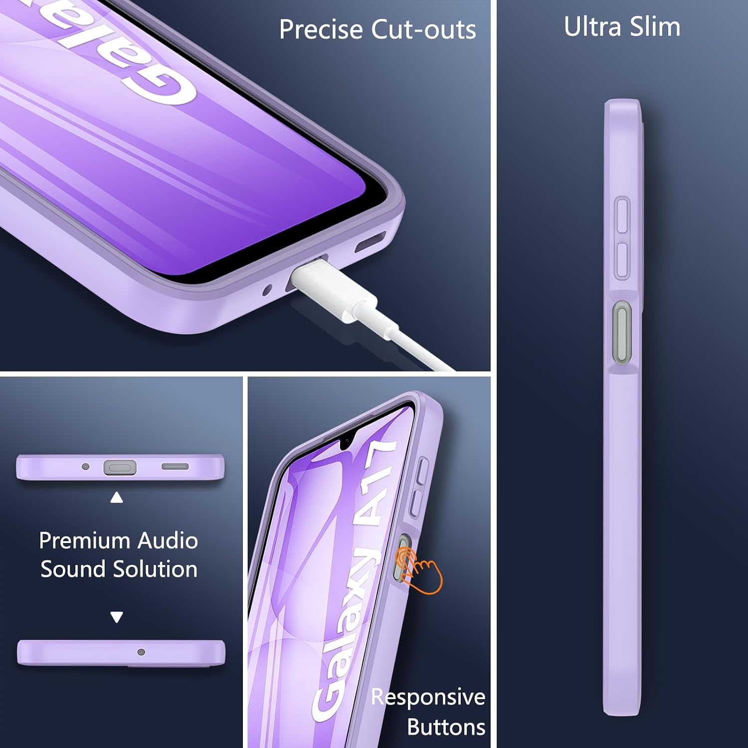 Thumbnail 5 de Hensinple Samsung A17 Case with Built-in Screen Protector — 360° Military-Grade Protection (Violet)