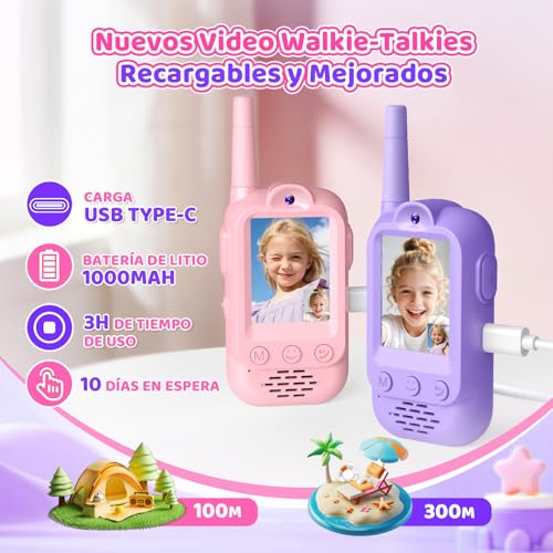 Detalle de iKidiki Walkie Talkie Niños Recargable con videollamada y cámara: análisis práctico para padres y regalos