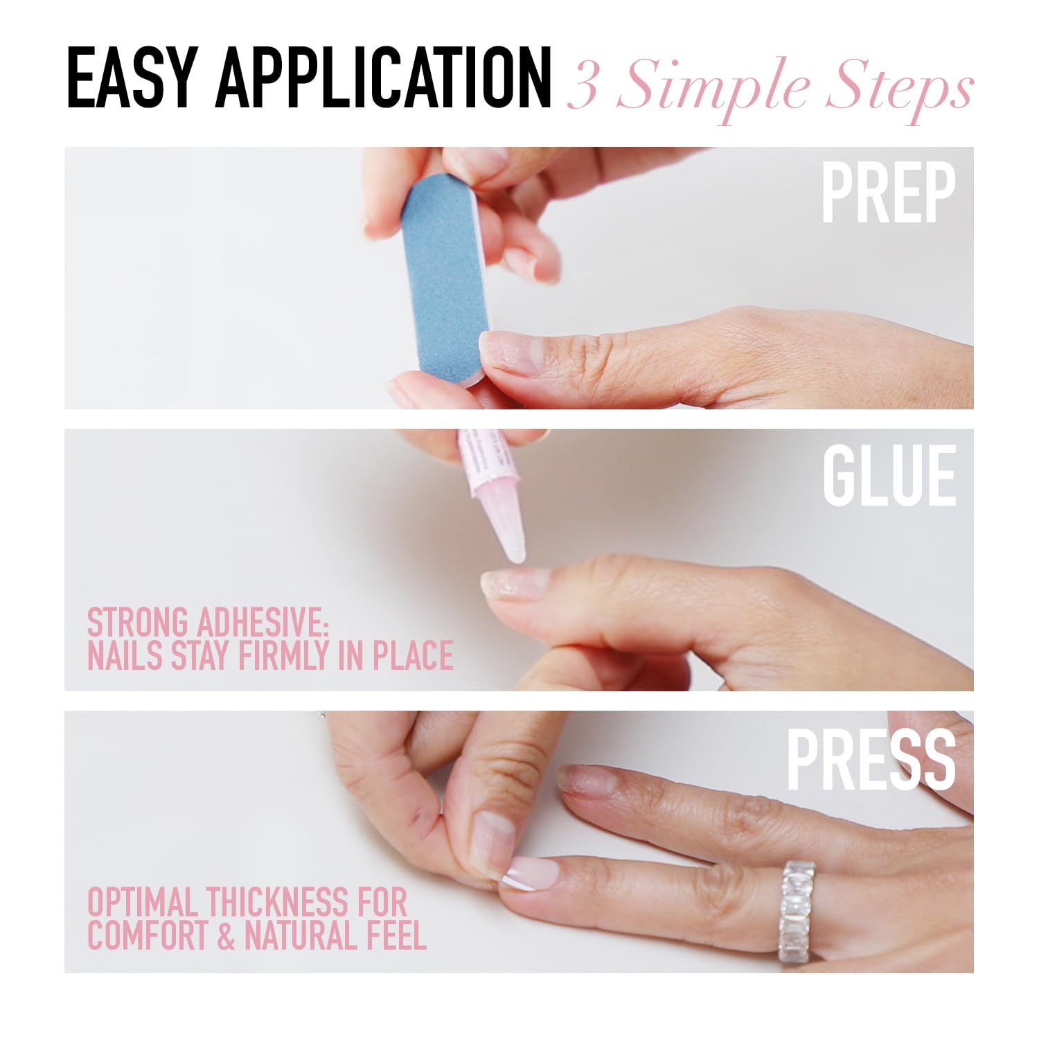 Detalle 1 de Glamnetic MaDamn French Tip press-on nails