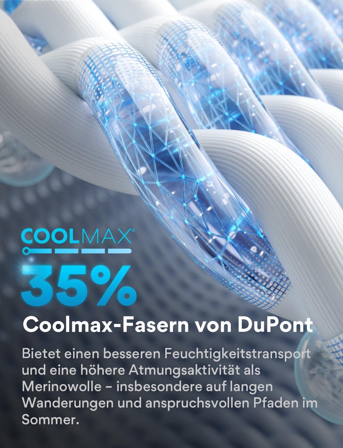Detalle de Juclise Sommer Merinowolle Wandersocken für Herren – Kompression, Anti-Blasen-Schutz, atmungsaktiv