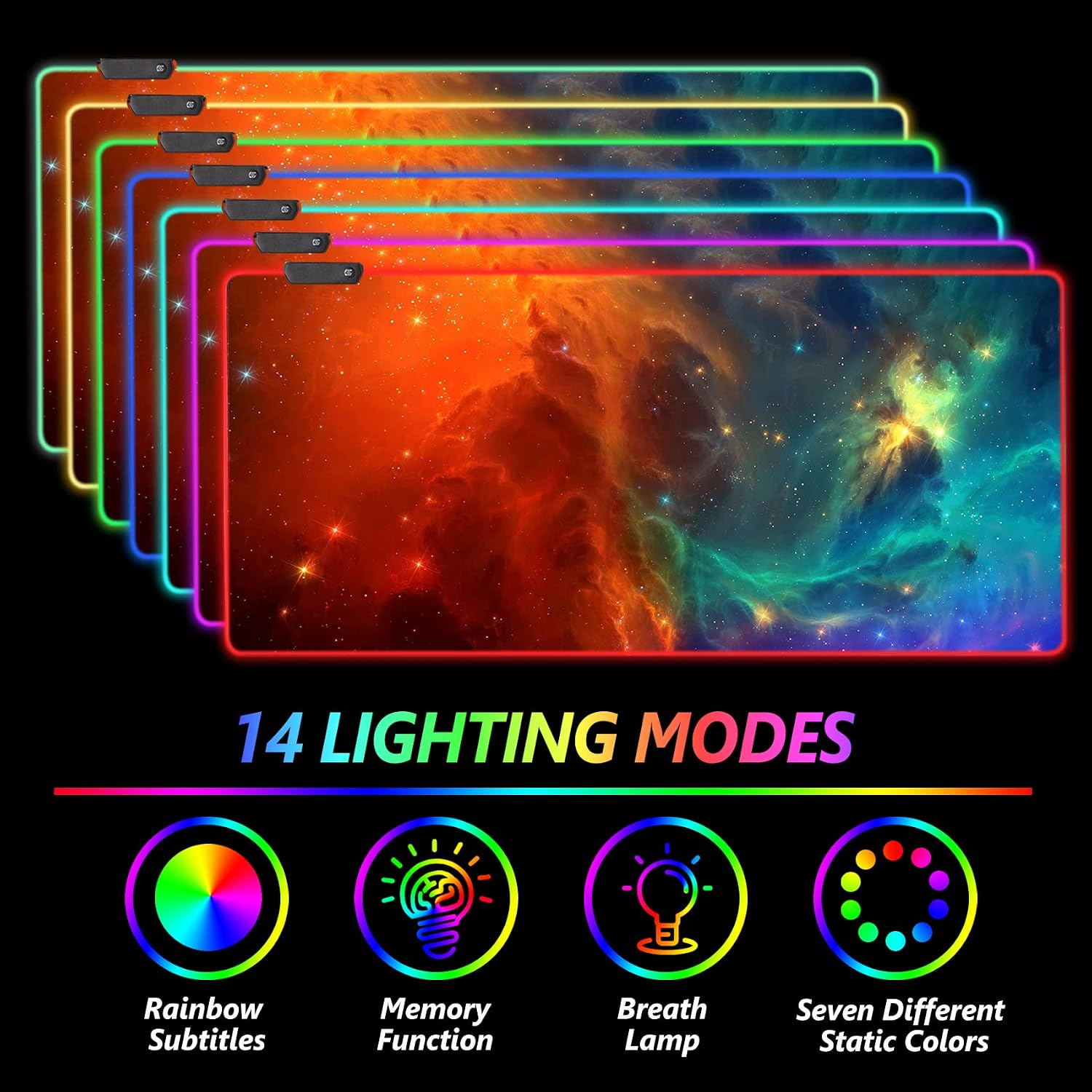 Thumbnail 1 de AIMSA Large RGB Gaming Mouse Pad, 35.4 x 15.8-Inch Galaxy Nebula Desk Mat