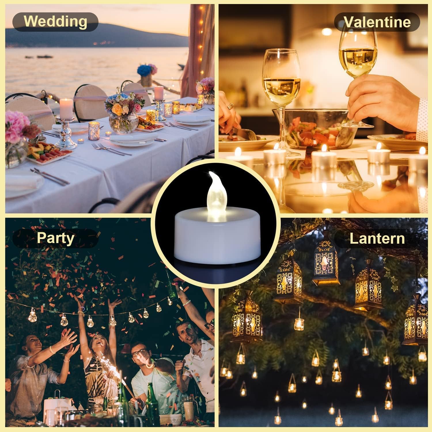 Thumbnail 5 de Jialine Battery Tea Lights (100 pack) – realistic flickering flameless LED tealights for events and home