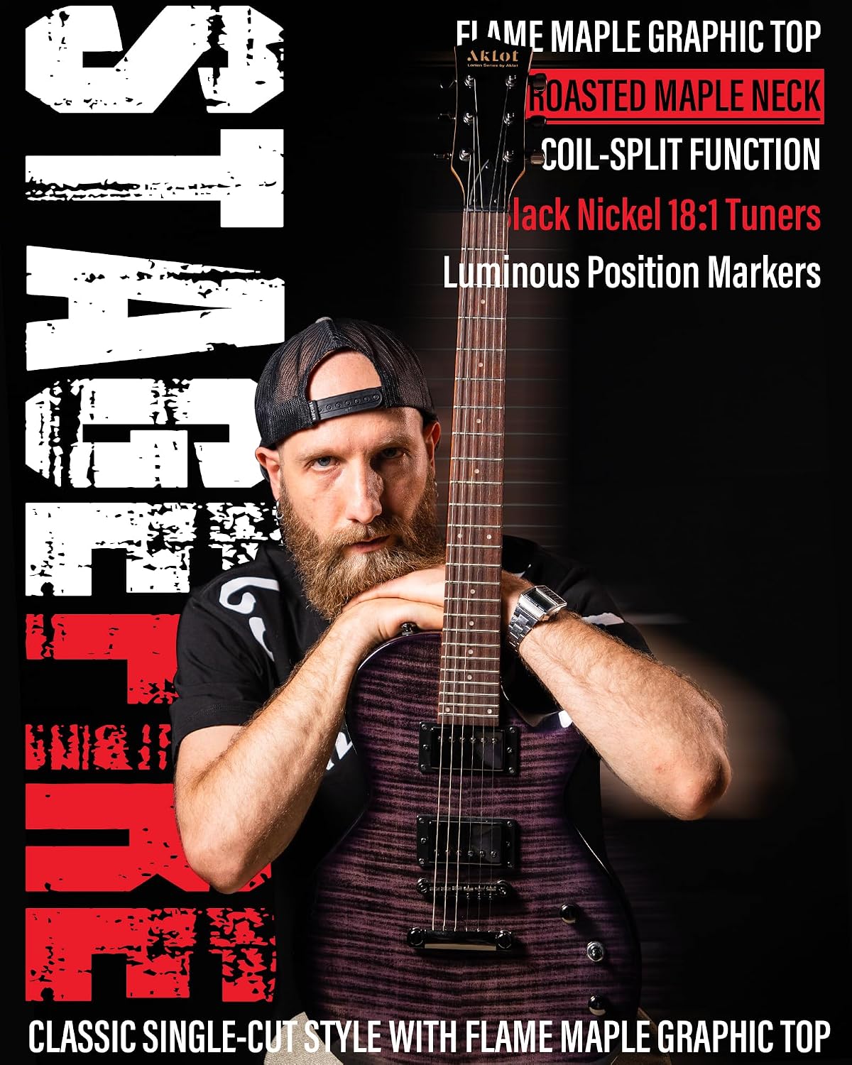 Thumbnail 4 de AKLOT AK-L10F LP Electric Guitar Kit, 24 Frets, Coil-Split Humbuckers