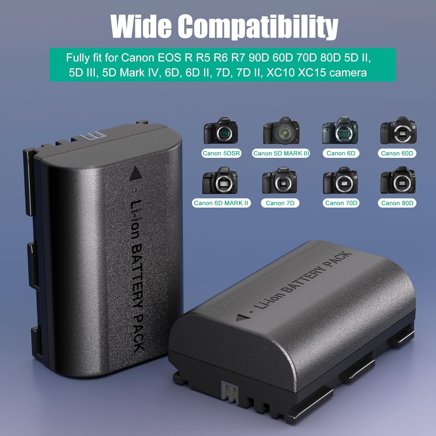 Thumbnail 2 de JYJZPB LP-E6N 2300mAh battery 2 pack