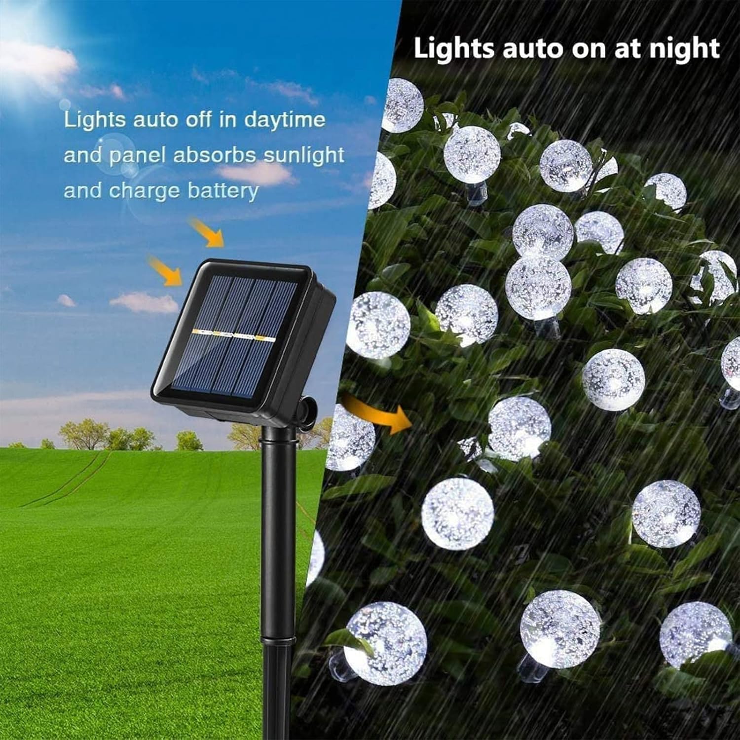 Thumbnail 3 de Moxled Solar Garden Lights Outdoor: 56ft 100 LED Crystal Ball String Lights (White)