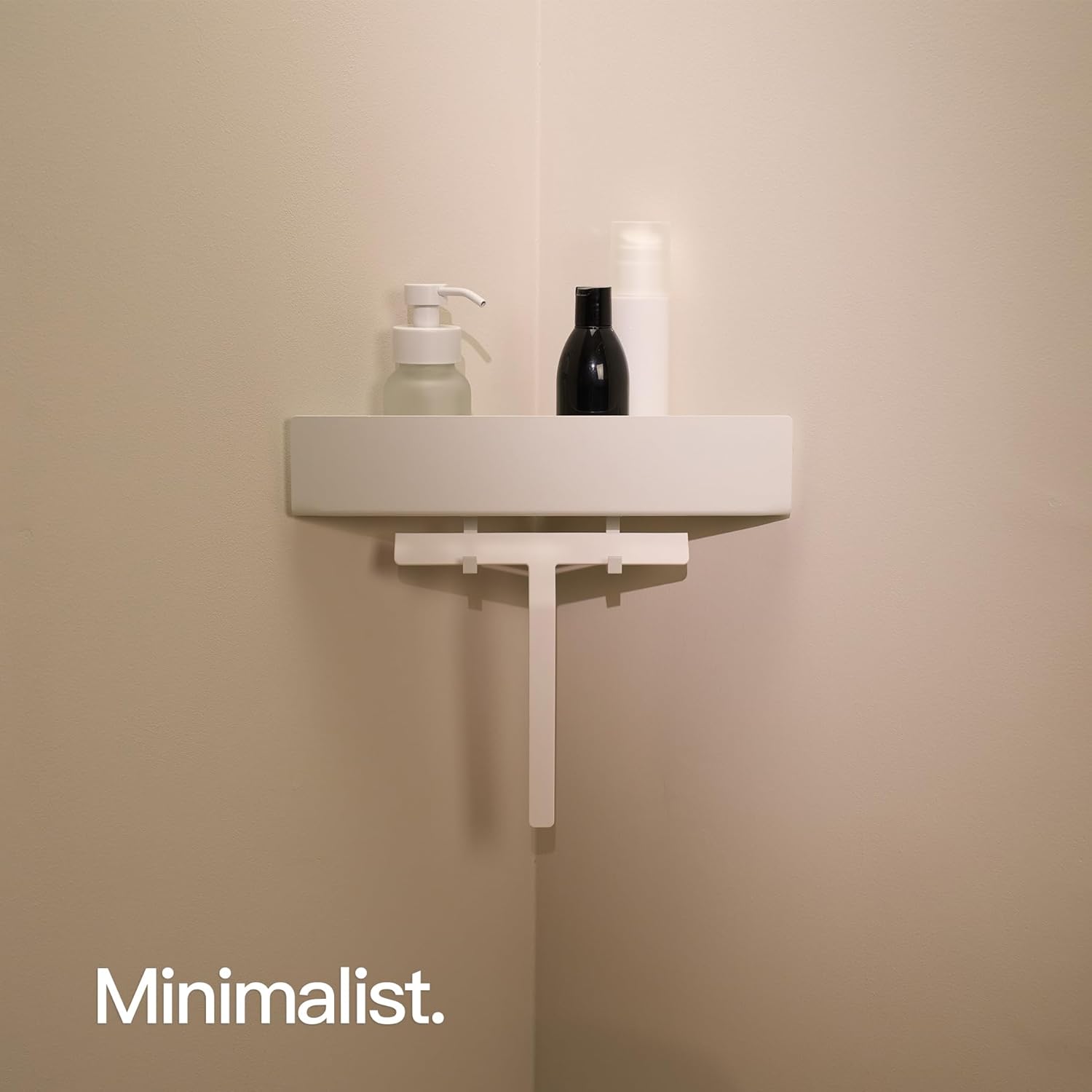 Thumbnail 1 de Designfactory Hamburg Shower Caddy: Triangular, Drill-Free Wall Shelf in Matt White