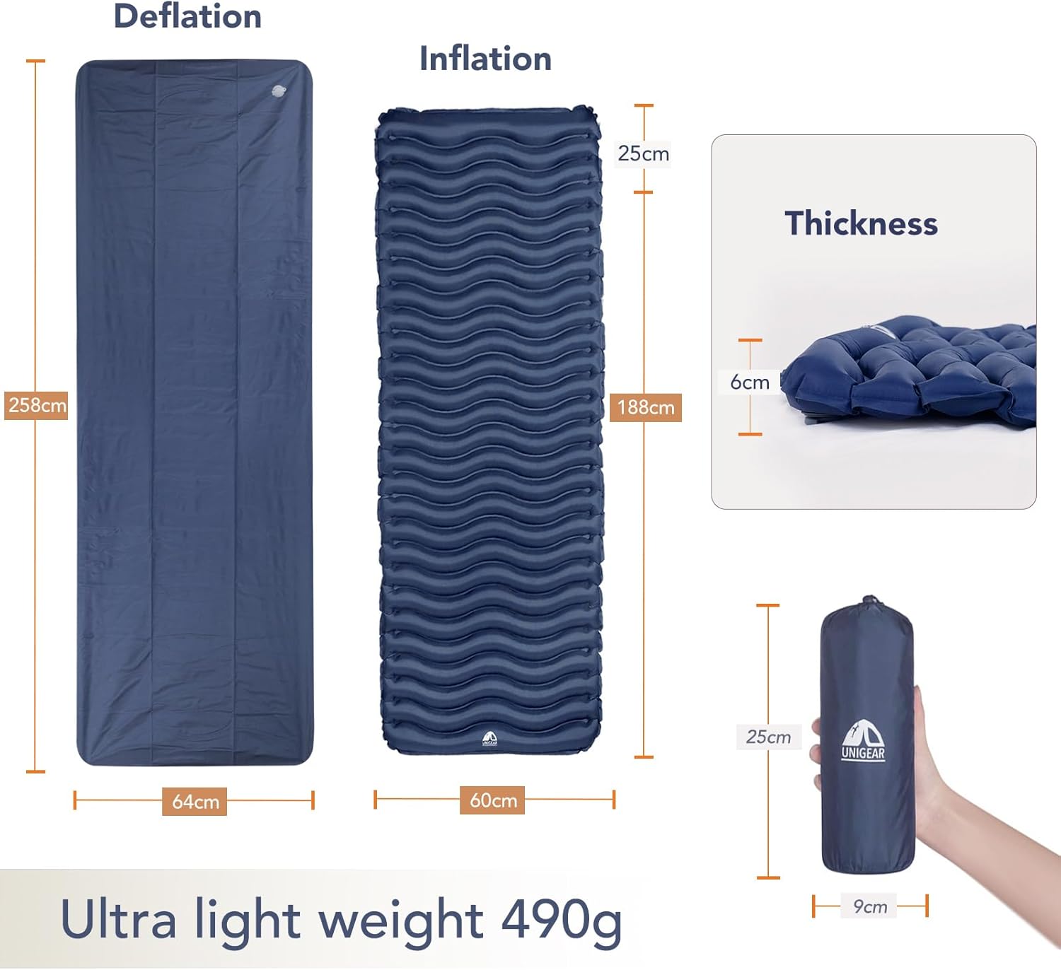 Thumbnail 1 de Unigear 500g ultraleichte Isomatte – Aufblasbar, wasserdicht und rutschfest