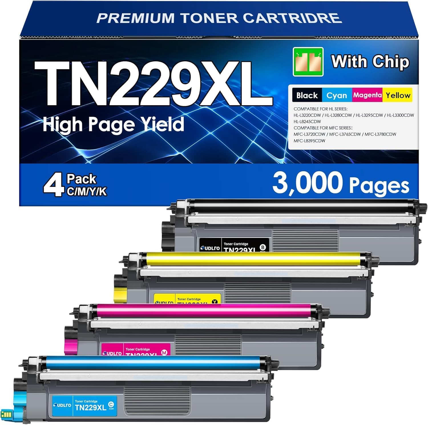 Detalle de SUDLTO TN229XL TN229 Toner Cartridges, 4-Colour High-Yield Set