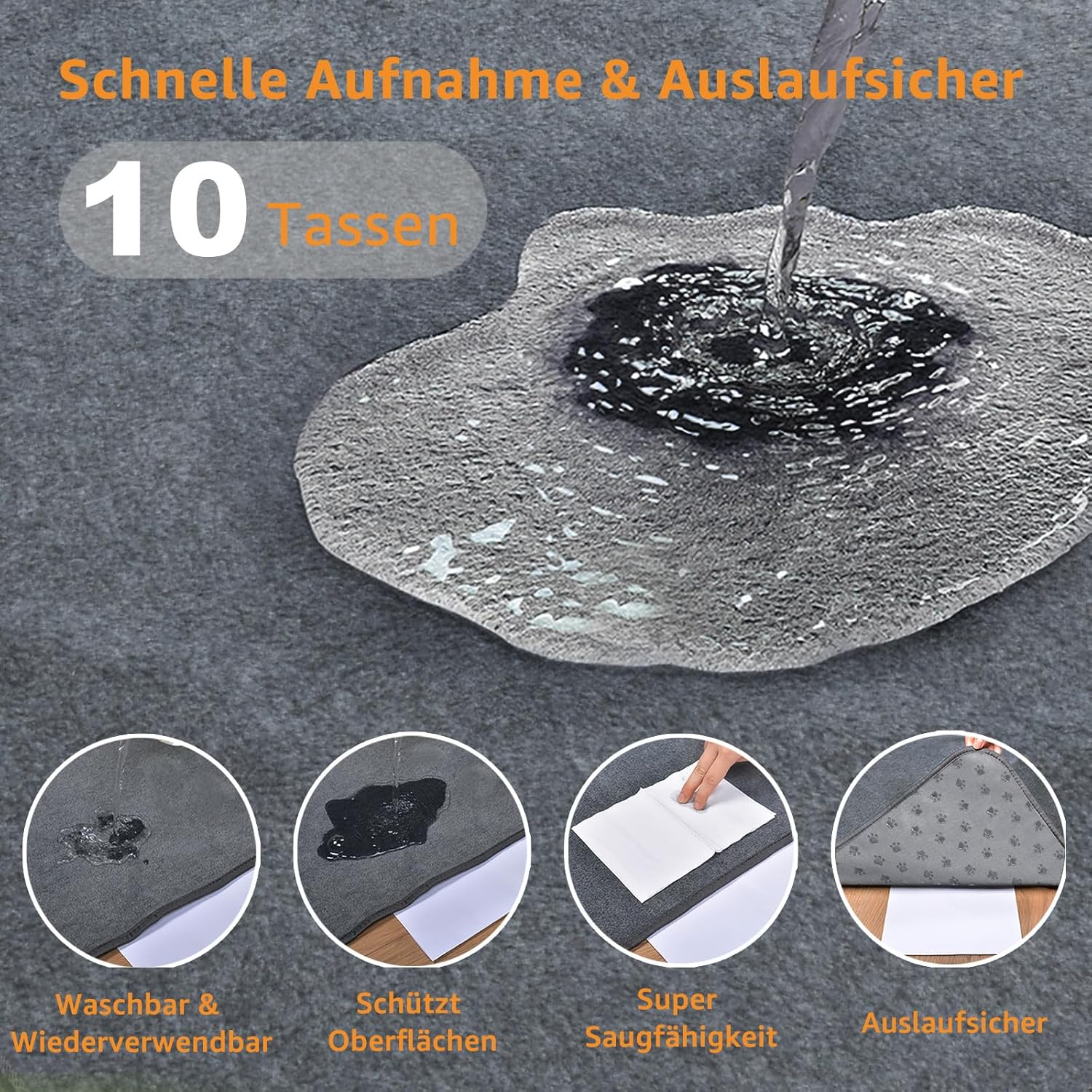 Thumbnail 1 de PICK FOR LIFE 2er waschbare Welpenunterlagen 90 x 60 cm (grau) – schnell absorbierendes Training Pad
