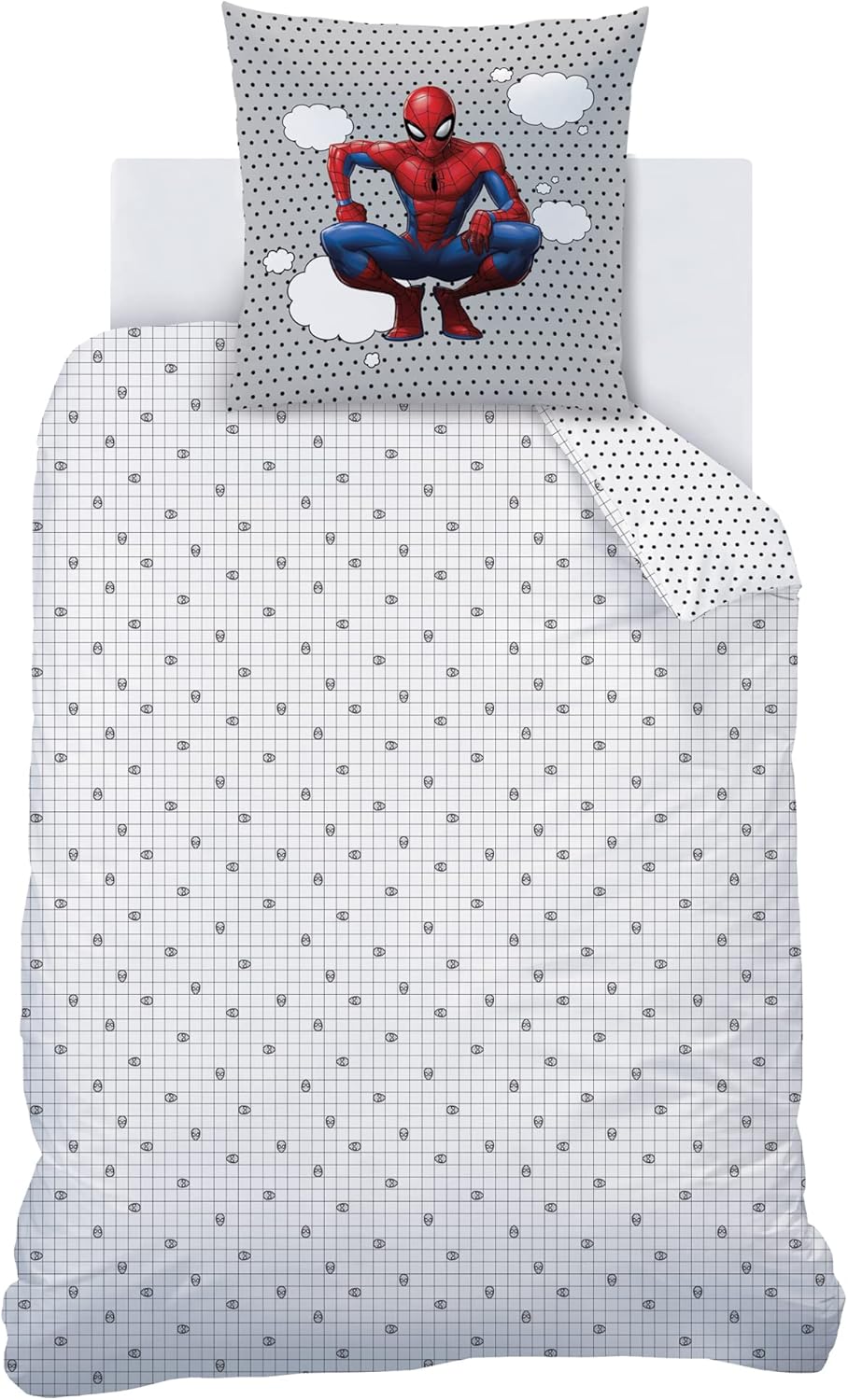 Thumbnail 4 de Parure de lit enfant Spiderman Hero en coton 100% OEKO-TEX (housse 140x200 + taie 63x63) gris