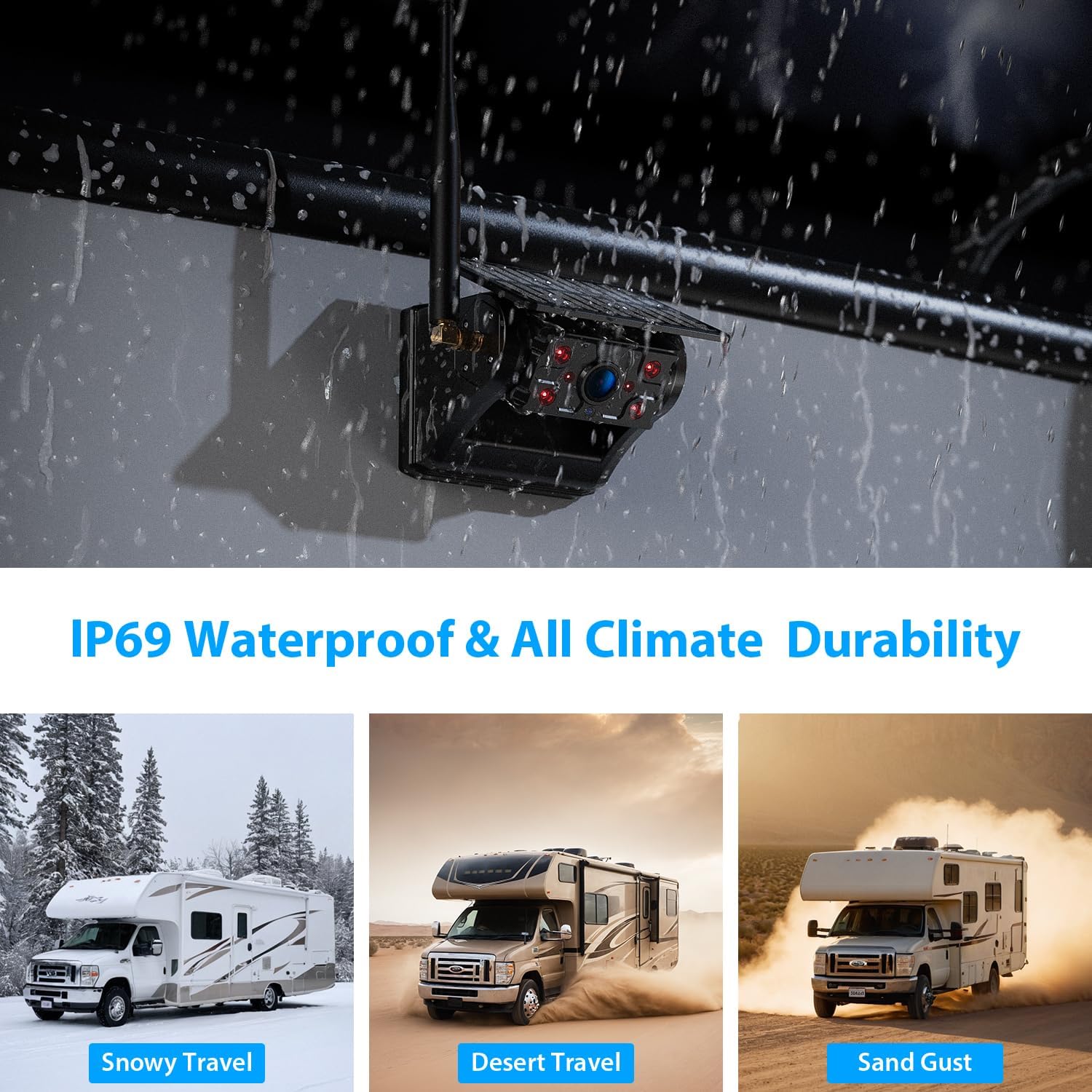Detalle de Solar Powered Wireless Reversing Camera Kit with 7" 1080P Touchscreen Monitor and 12000mAh Battery