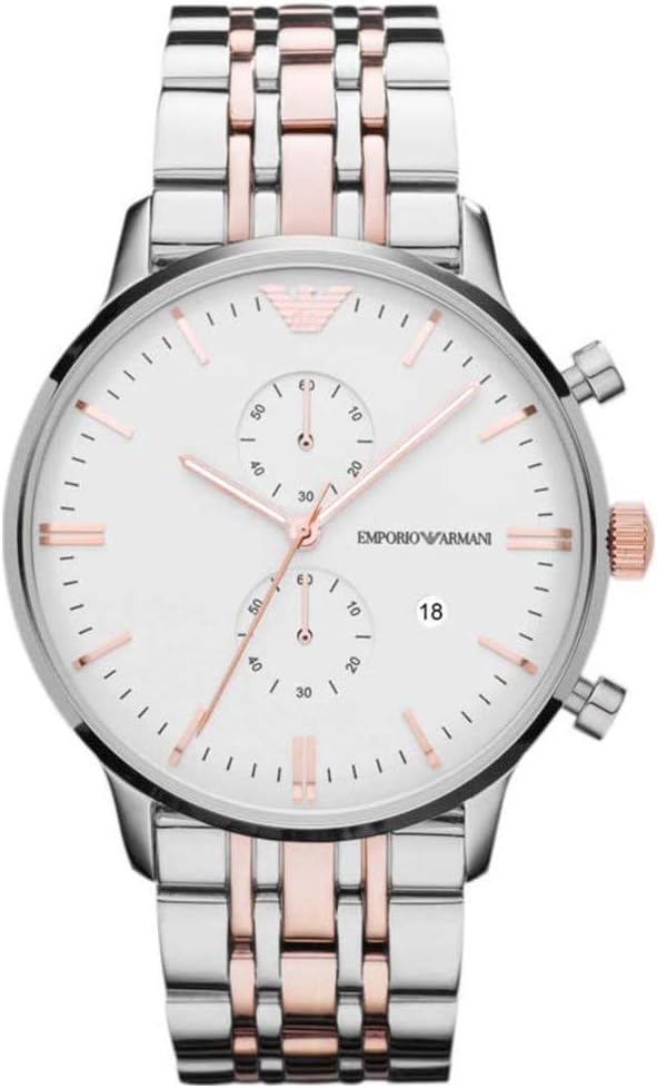 Thumbnail 6 de Emporio Armani Montre pour Hommes – Montre chronographe quartz 43 mm, acier inoxydable bicolore