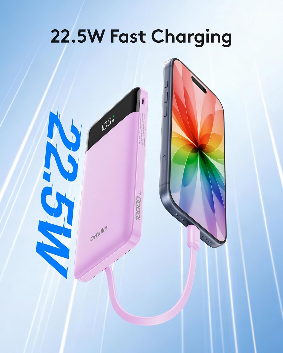 Detalle 2 de Orfeika K14E 10,000mAh Power Bank with Four Built-In Cables, 22.5W