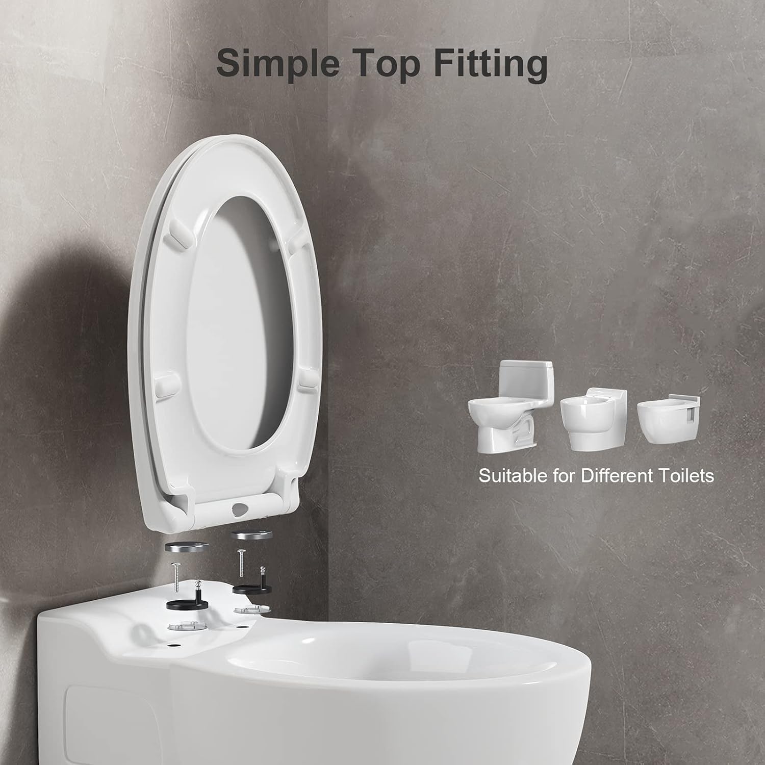 Thumbnail 5 de Pipishell Soft Close Oval Toilet Seat with Heavy-Duty Urea-Formaldehyde and Adjustable Stainless Hinges