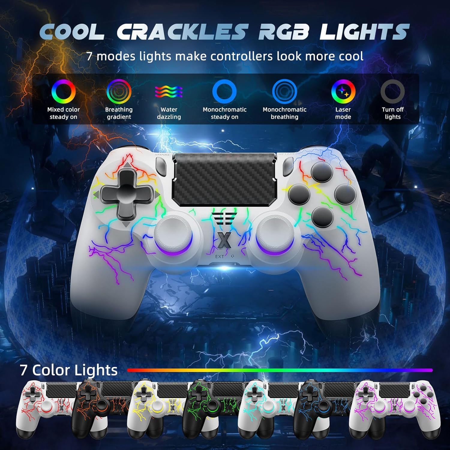 Detalle 2 de Glitfix 2er-Set Wireless Controller für PS4/Pro/Slim und PC – Turbo, Zurück-Taste, Dual Vibration, Touchpanel