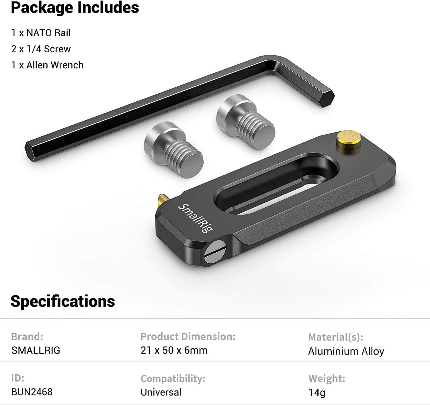 Thumbnail 5 de SMALLRIG 2468B Low-profile NATO Rail 50 mm