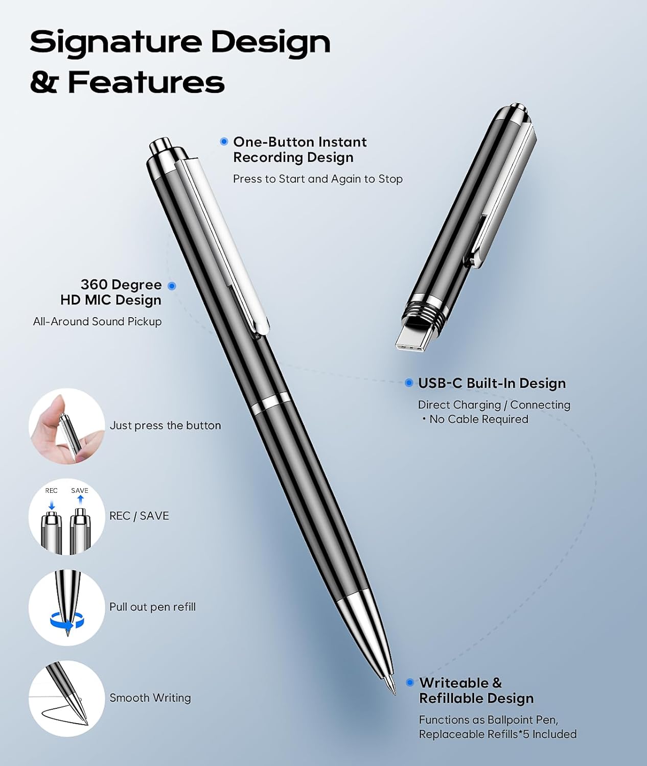 Thumbnail 2 de 64GB Digital Voice Recorder USB-C
